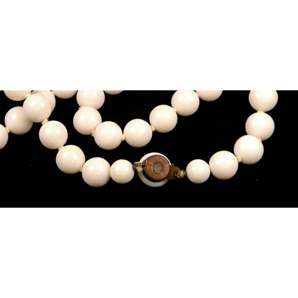 Vintage Milk Glass Bead Necklace – 60" Hand-Knotted Strand, Made in Japan - Picture 4 of 6